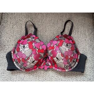 Torrid Mesh Heart and Cherry Push Up Plunge Bra Size 40D